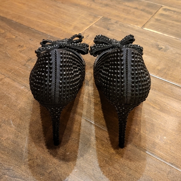 Size 6.5 Kurt Geiger Black Belgravia Crystal Bow Heels - Picture 8 of 13